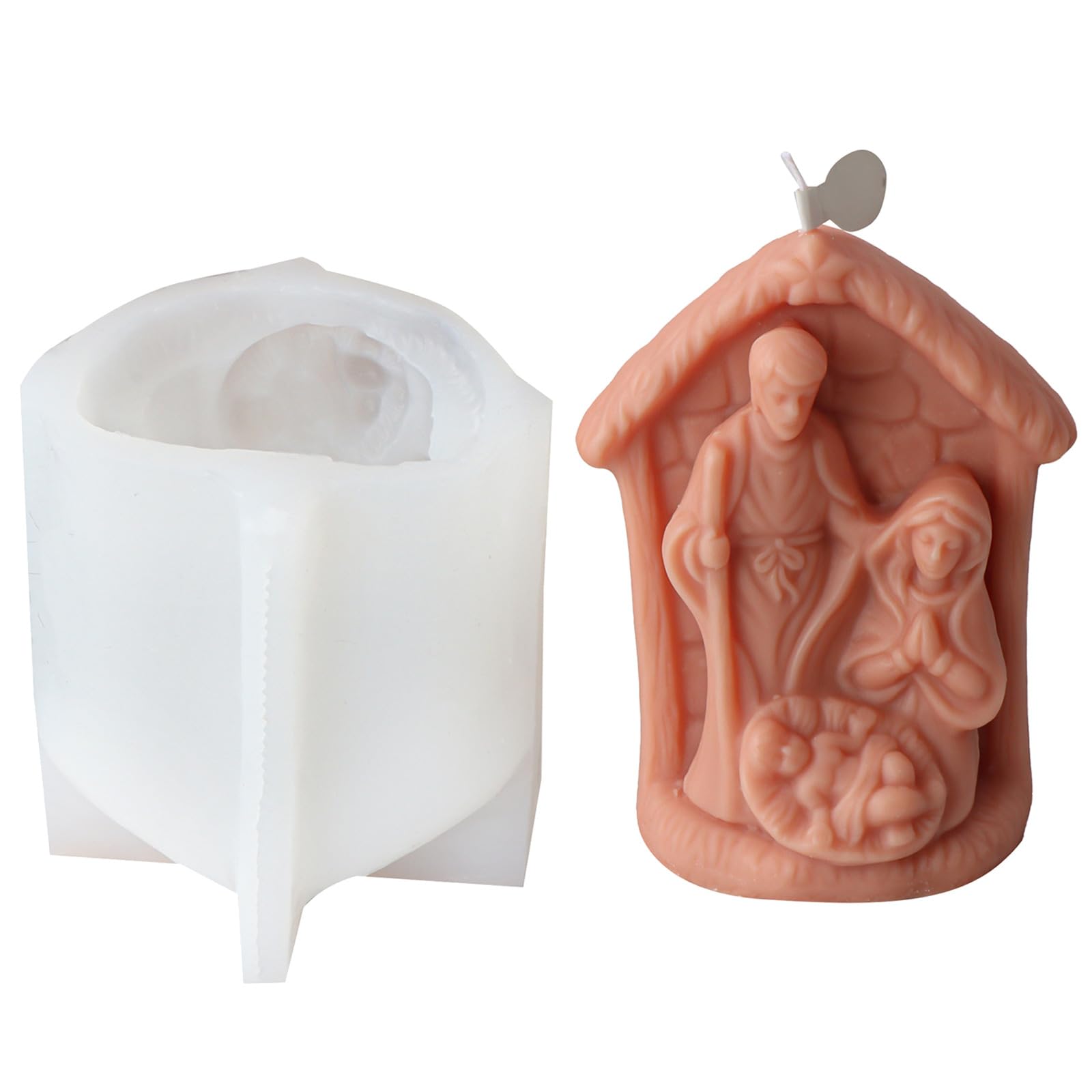 Tsophreniq Jesuses Family Molds Religious Molds Silicone Scented Casting for Cake Decorations Jesuses Family Silicone Religious Casting for Concrete