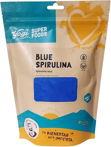 Yogi Super Foods Polvo de espirulina azul de 16 onzas hecho de extracto de algas azul-verde, planta de superalimentos, rica fuente de proteínas,