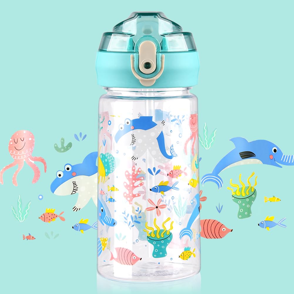 flintronic Borraccia Bambini, 500ML Borraccia per Bambini Senza BPA, Bottiglia Acqua con Cannuccia, Bottiglia d'Acqua a Prova di Perdita, Regalo per Bambini