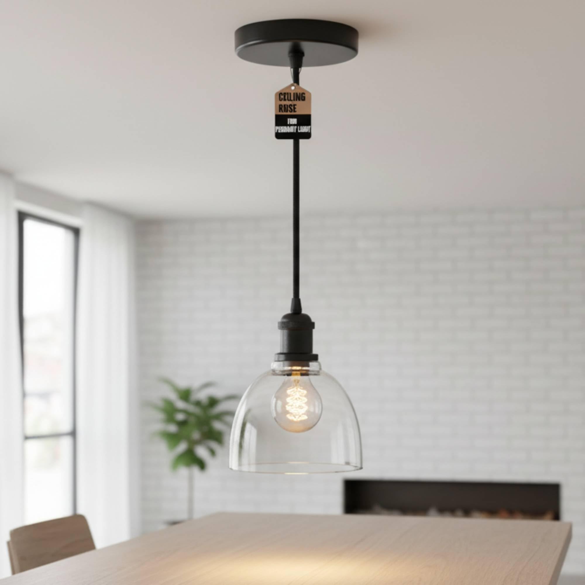 LEDSone Rosace De Plafond Noire à Sortie Unique, Parfaite Pour Câble En Tissu Flexible, Plaque De