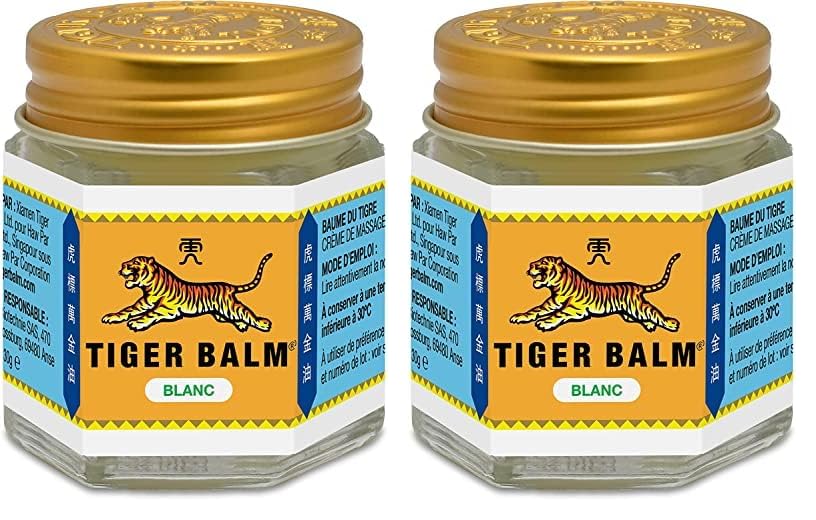 Tiger Balm - BAUME DU TIGRE Blanc - Baume à effet froid - Parfum mentholé - Pour sportifs, après l'effort ou en massage de la poitrine ou des tempes. En massage, pour...