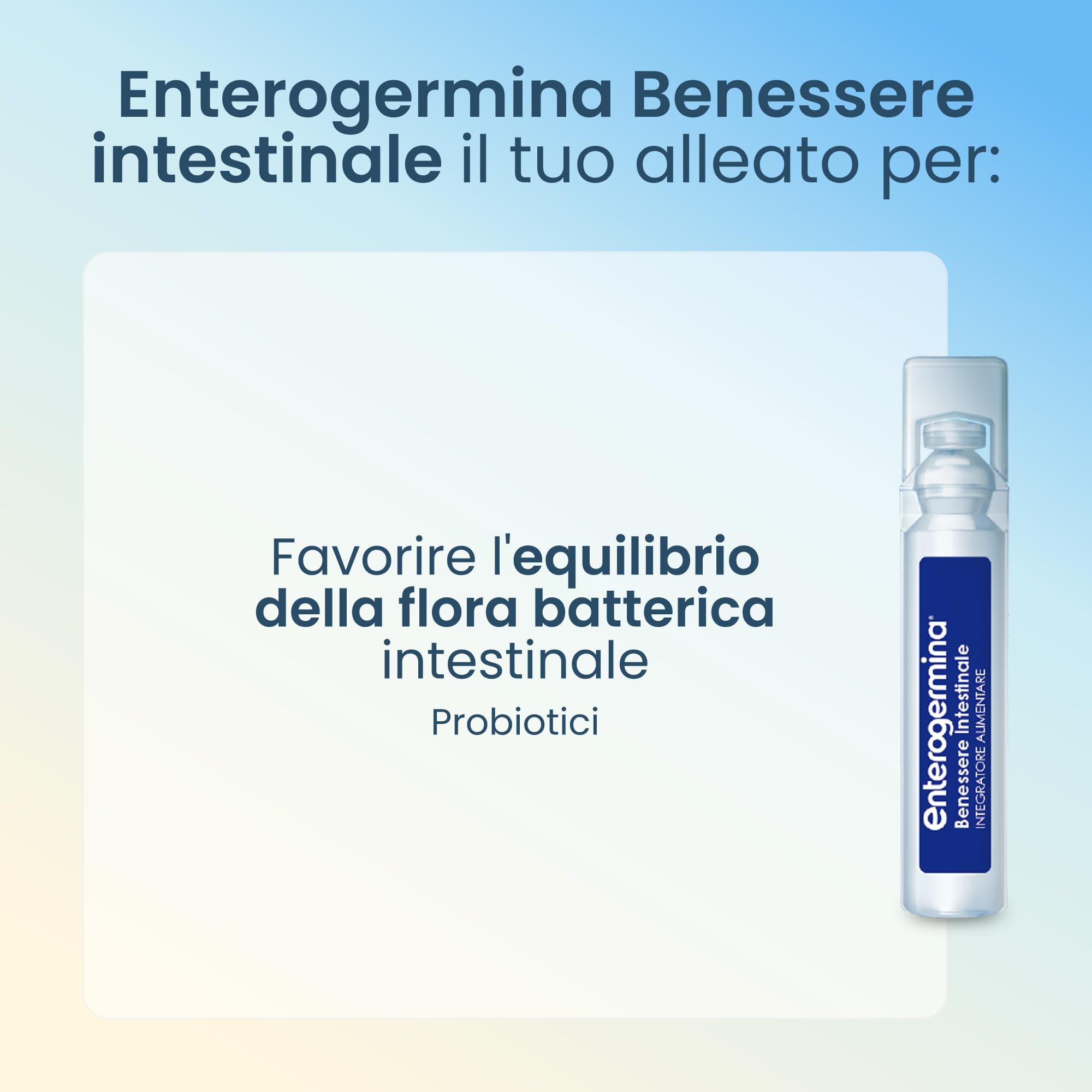 Enterogermina Benessere Intestinale, Fermenti Lattici Probiotici, Integratori Adulti e Bambini 3+ Favorisce l’Equilibrio della Flora Batterica Intestinale, Senza Glutine (20 Flaconcini/5 ml)