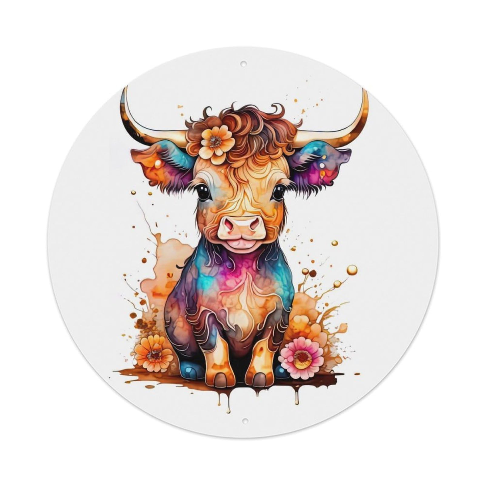Animal Artwork Cute Calf Vintage Metal Tin Sign Plaque Wall Decor for Cafe, Club Bar, Office, Garden Metal Poster 8x8Inch