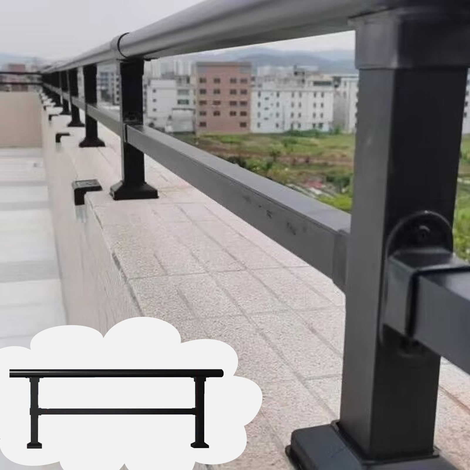 Minglez Lxh Fence Post Extender For Concrete Posts, Steel Railing Outdoor Pickets For Deck/Apartment/Garden, Temporary Anti Climb Fence Topper For Dogs(110X40cm/43X16in)