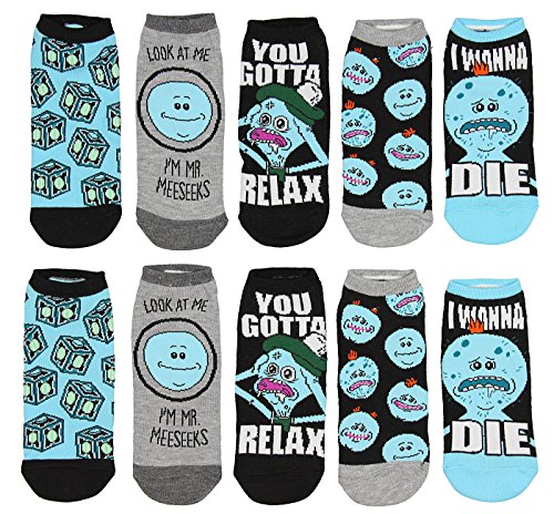 Rick And Morty Mr. Meeseeks You Gotta Relax Juniors/Womens 5 Pack Ankle Socks