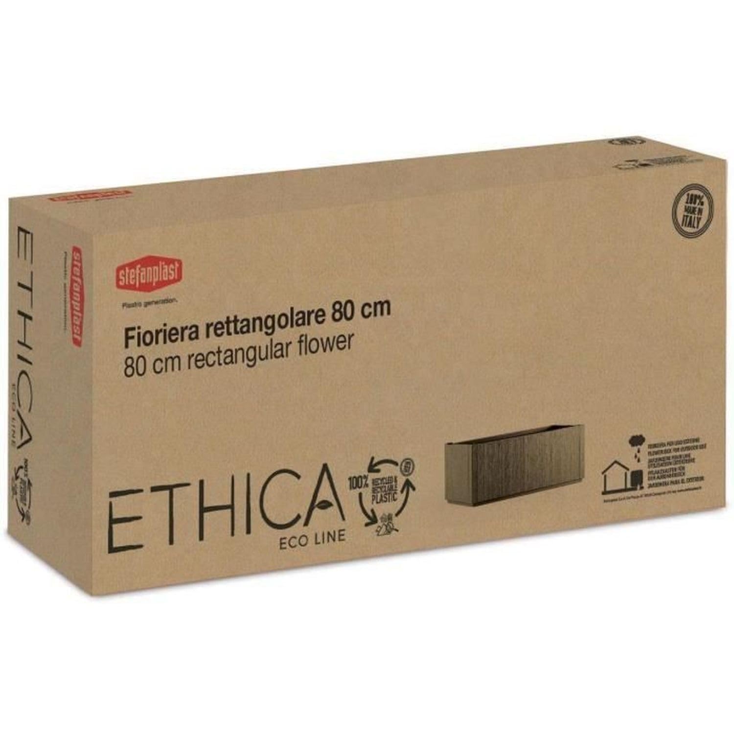 Bac a fleur Ethica rectangulaire 80 cm avec treillis graphite