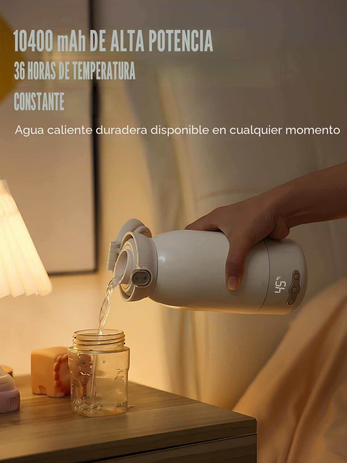 Calienta Biberones Portátil para Viajes 500ml, Larga Duración de la Batería y temperatura en 3 minutos, control preciso de la temperatura