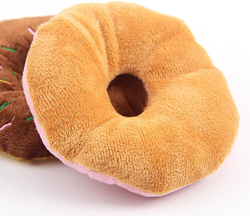 Juguete para mascotas de color aleatorio en forma de dona, chirriante, cachorro, perro, gato, gatito, juguete masticable con sonido, resistente y práctico, diseño simple y sofisticado