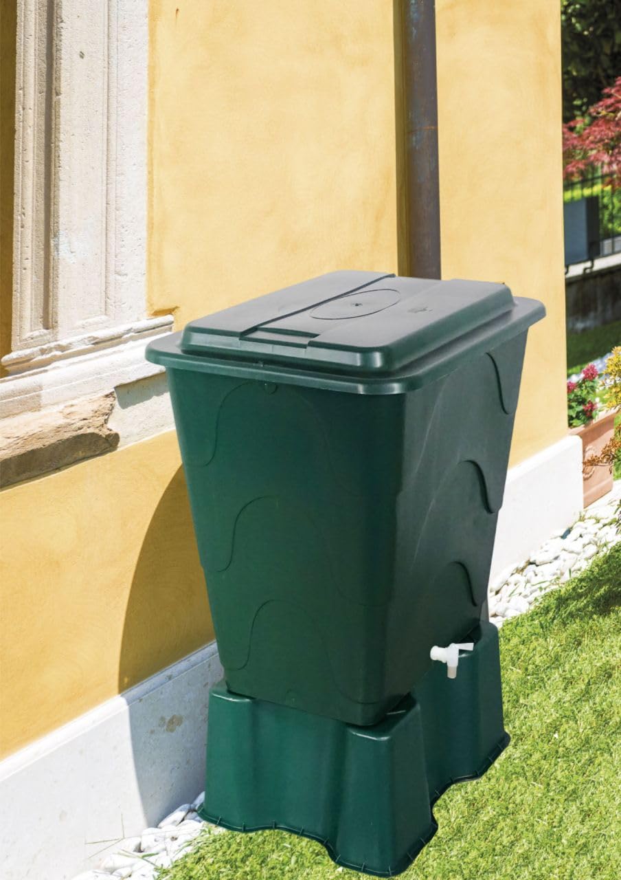 TrendLine zbiornik na deszczówkę, prostokątna pokrywa, kran, 240 l, zielony, zbiornik na wodę deszczową