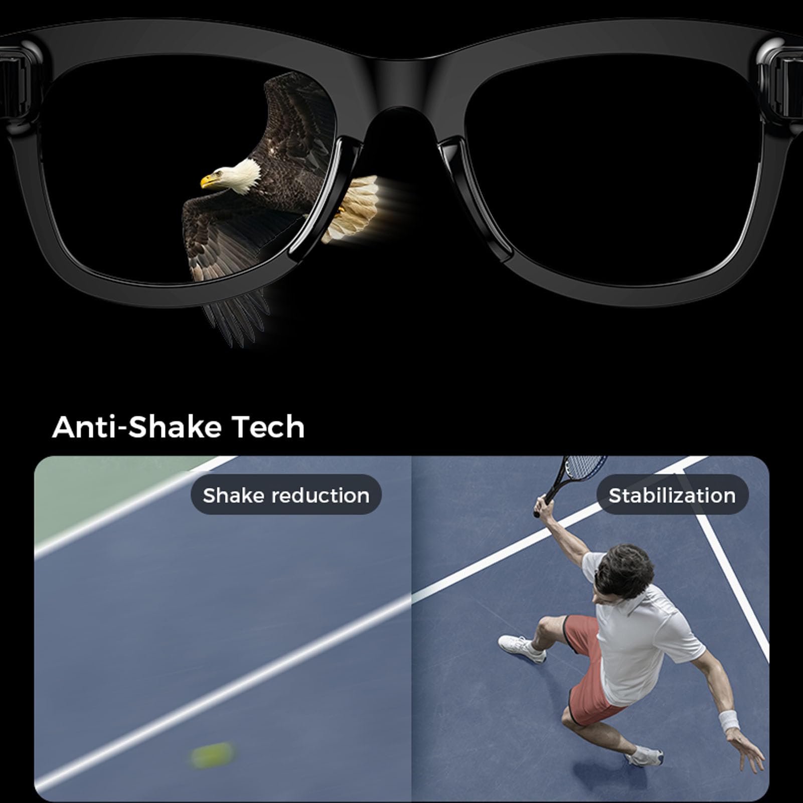Gafas Inteligentes, Gafas de Traductor de IA, Cámara Multifuncional de 8MP Bluetooth Llama Gafas de Música, Reconocimiento de Objetos de Fotografía, para Chatgpt (Gafas de Sol)