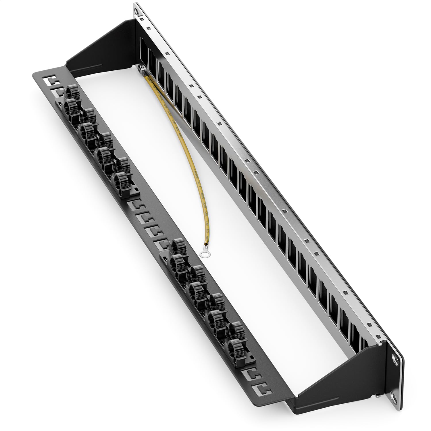 deleyCON Panneau de brassage modulaire 16 ports pour modules Keystone - 1 HE 19" Rack à montage en serveur avec fixation par clic LAN réseau - pour Keystones RJ45, HDMI, USB-A, USB-C, TV, SAT et plus.