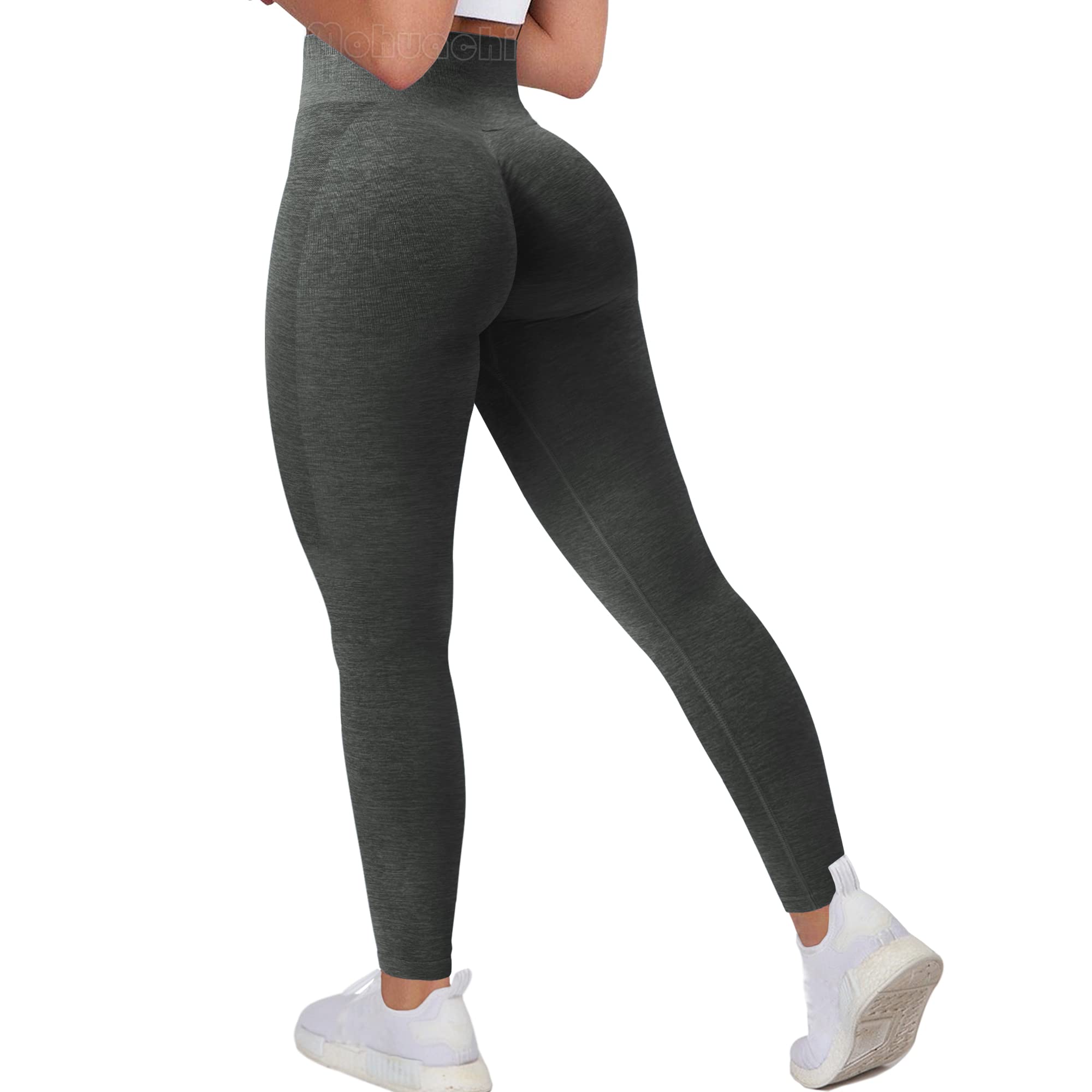 MOHUACHI Butt Lifting Workout Leggings for Women High Waisted Yoga Pants Scrunch Butt Gym Seamless Booty Tights