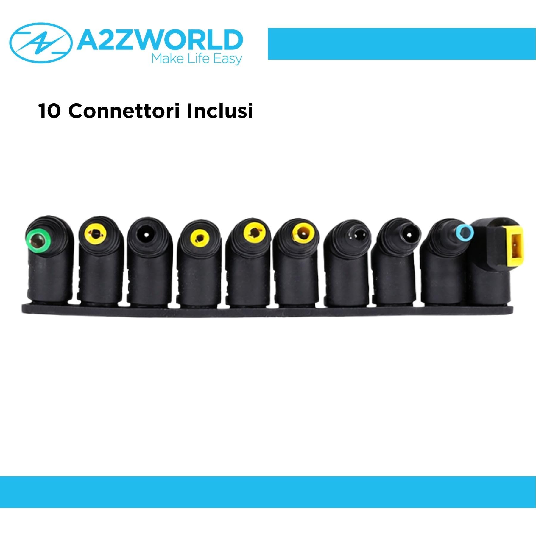 4 Pezzi Alimentatore Universale Laptop 65W con 10 Connettori Inclusi, Caricatore per PC Portatile Notebook, Input 100-240V, Output 15-20V 3.25A