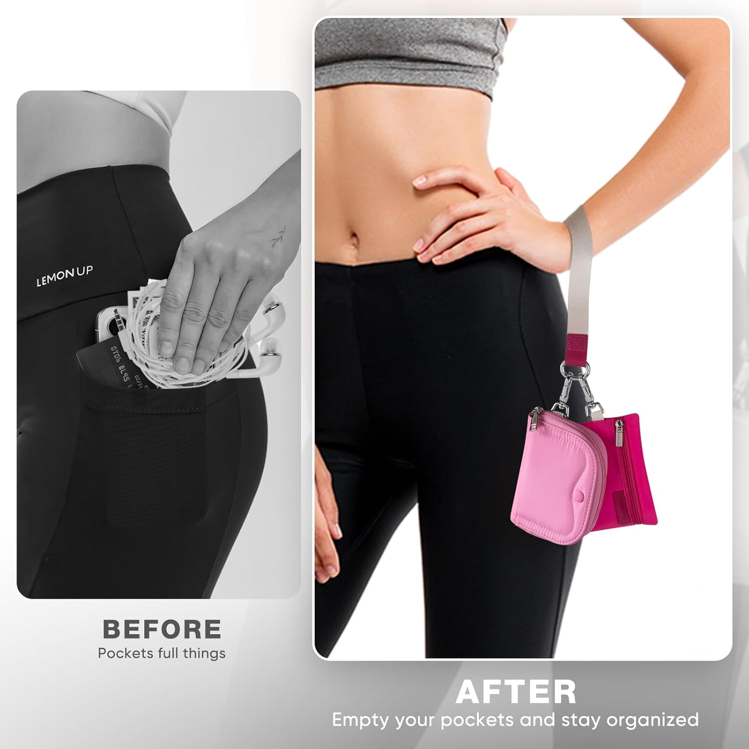 Vulkitty Keychain Wristlet Wallet, Mini Zip Around Wallet for Women Dual Pouch Portable Small Wallet Detachable Coin Purse - Image 5