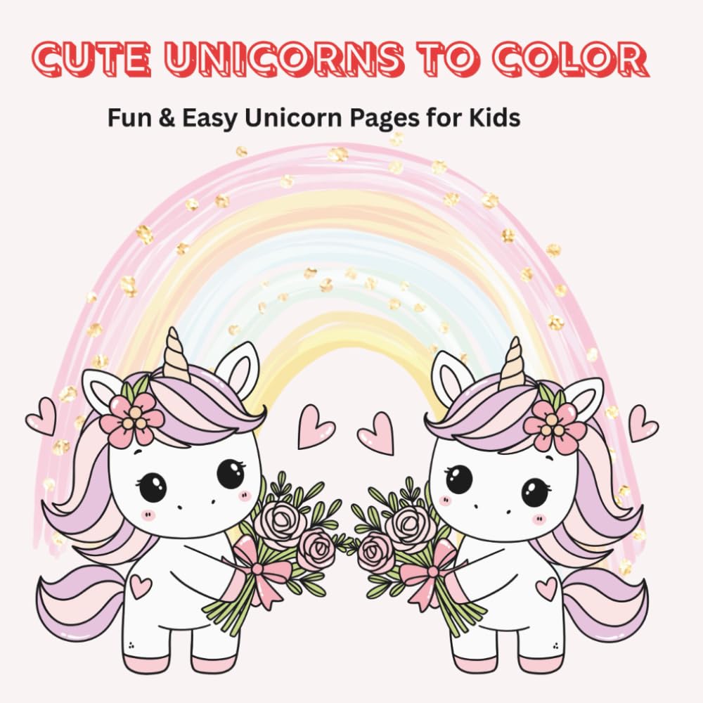 CUTE UNICORNS TO COLOR: Fun and Easy Unicorn Pages for Kids
