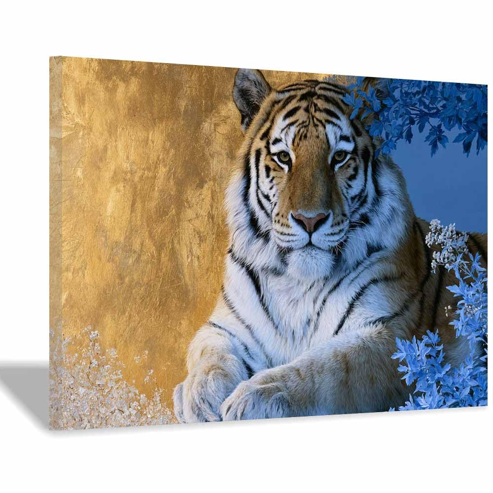 Tableau tigre multicolore 60x90cm encadré pour déco salon