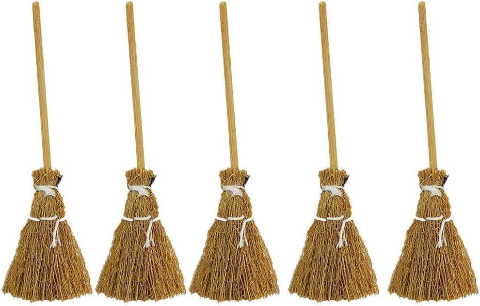5Pcs Witch Broomstick Set, Miniature Broom Props, Fairy Decoration, Cinnamon Broom, Sweeping Tools, Angle Brooms Dollhouse Accessories