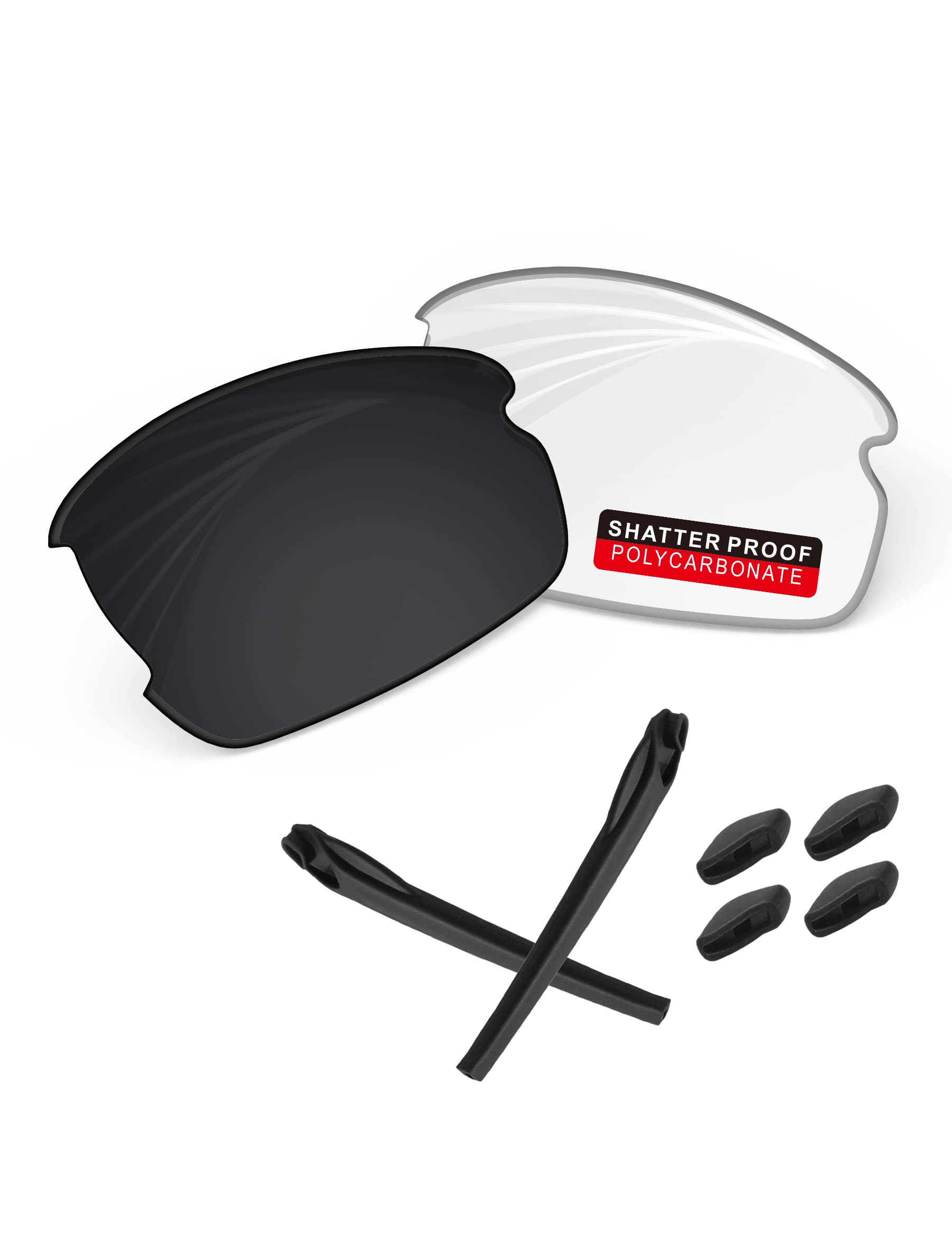 PRO+ Polycarbonate Replacement Lenses &amp; Rubber Kits for Oakley Flak 2.0 Series Sunglass