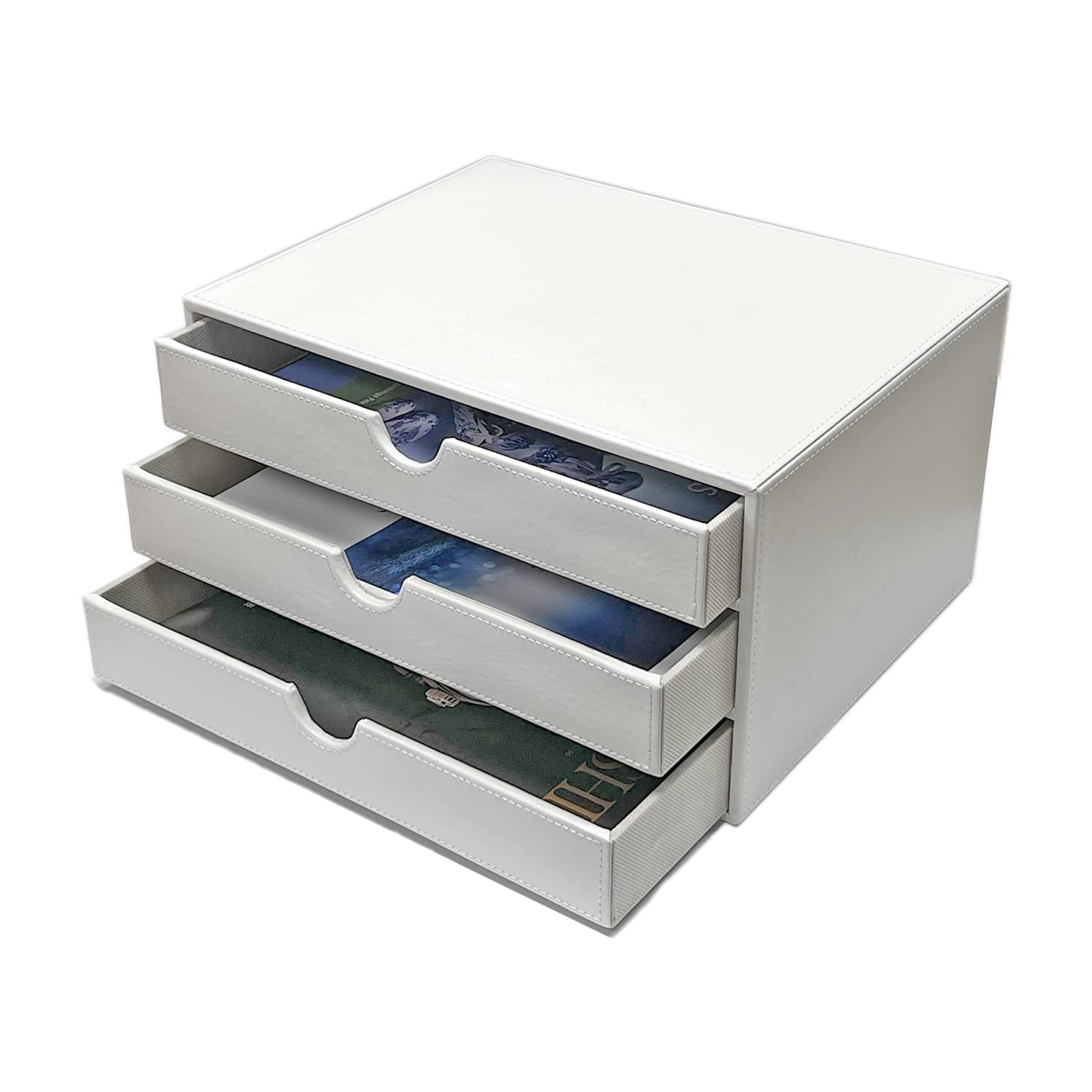 UnionBasic Document Organizer, 3-Drawer File Cabinet Document Storage Box, Office Desktop Filing Organizer, White