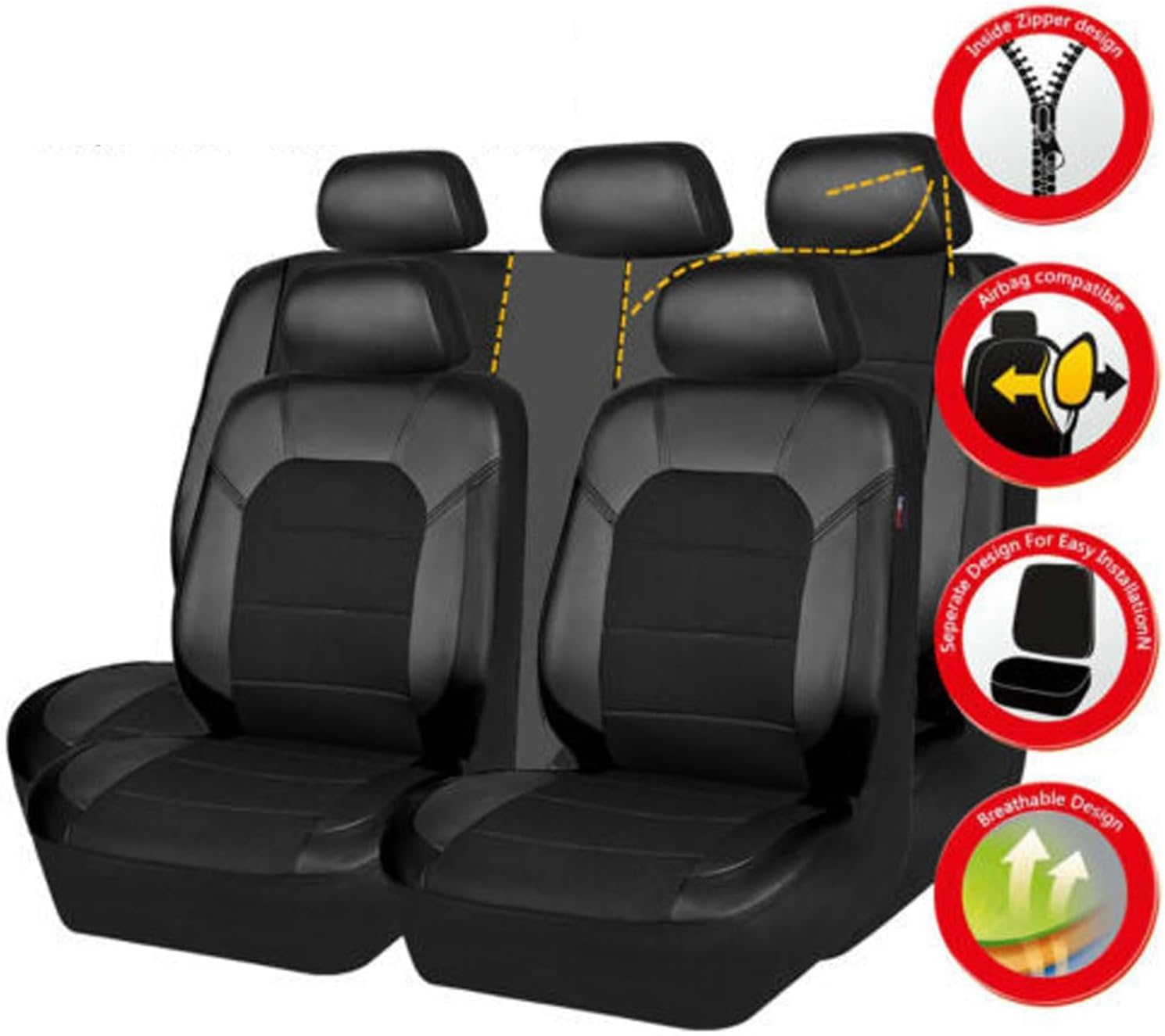 Cubreasientos Cuero para Renault Arkana I SUV (2020-2024), Transpirable, A/Black