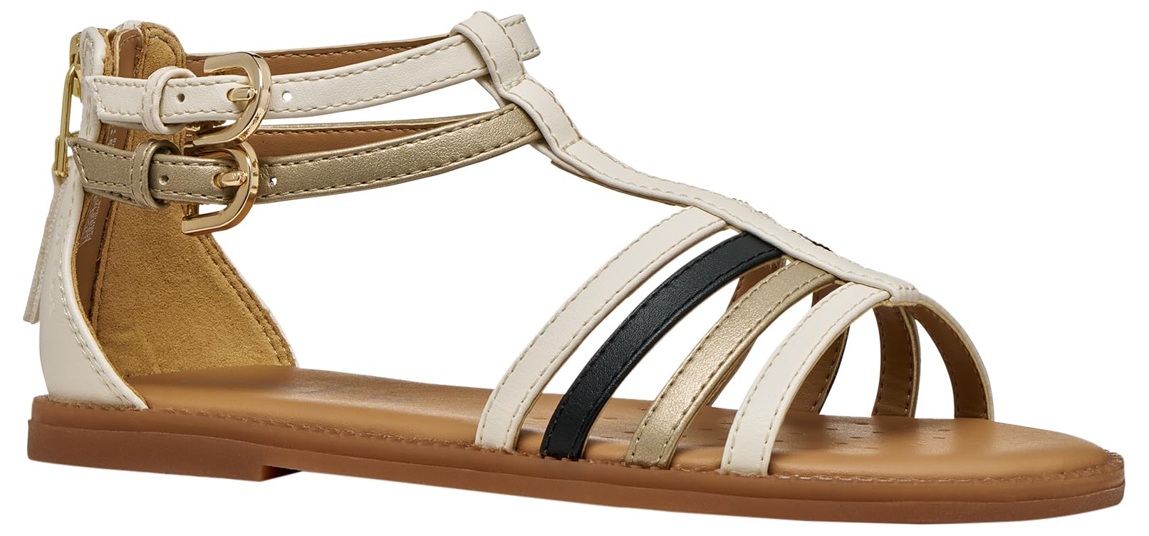 Geox J Karly Girl Sandal, LT Ivory/Platinum, 28 EU