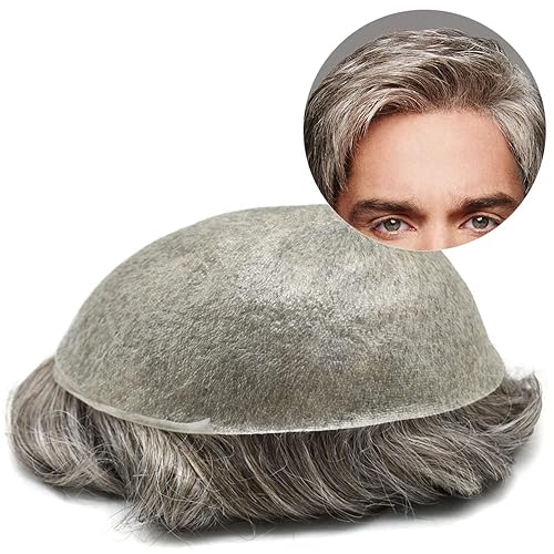 Healthlif Toupee - LĂnea capilar invisible para hombre, piel fina de 0.002in, para hombre, todo en V, sistema de cabello humano Remy, base de Healthlif Toupee - LĂnea capilar invisible para hombre, piel fina de 0.002in, para hombre, todo en V, sistema de cabello humano Remy, base de