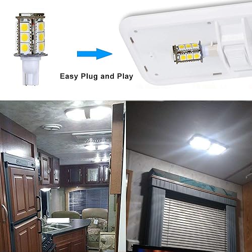 Miniatura 5 de Makergroup T5 T10 - Bombillas LED con base de cuña de alto brillo, 12 VACCC, 3 W, blanco frío, 6000 K, para iluminación de paisaje al aire libre,