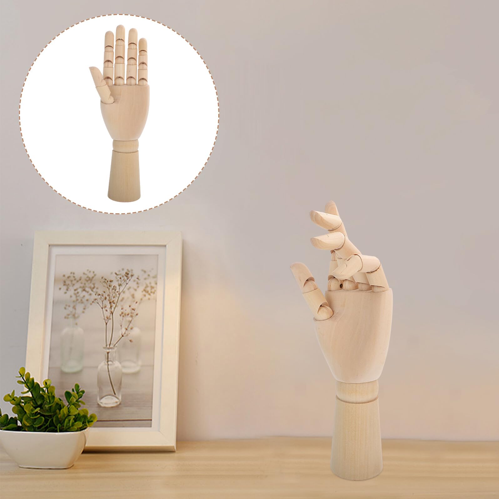 Healeved Holzhandmodell 30cm mit Flexiblen Gelenken Bewegliche Finger Zeichenhand für Comic Skizzen und Künstlerbedarf
