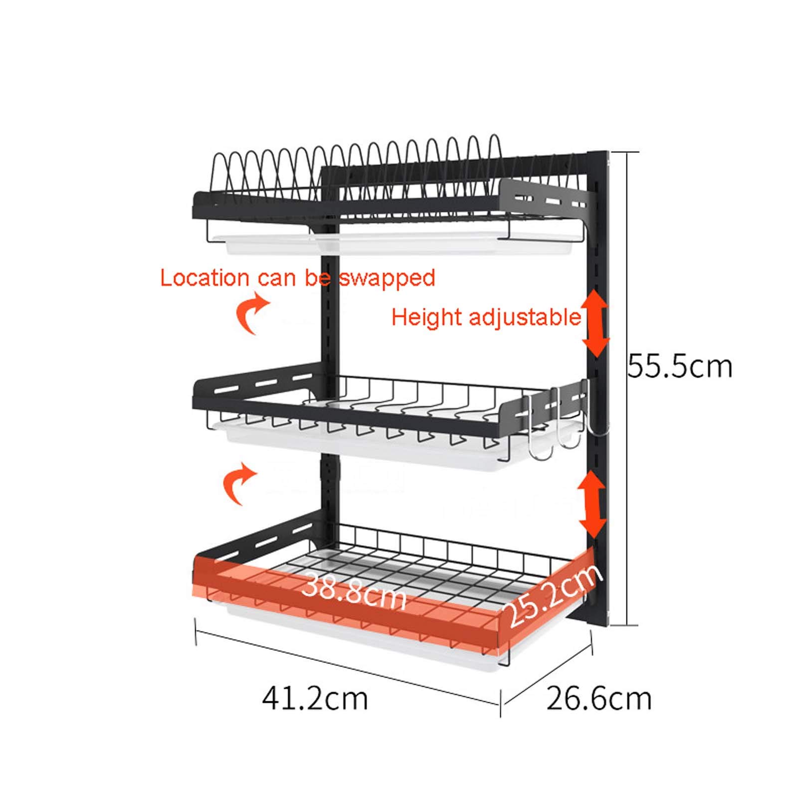 Escurridor De Platos para Colgar En La Pared, Acero Inoxidable(Size:Segundo)