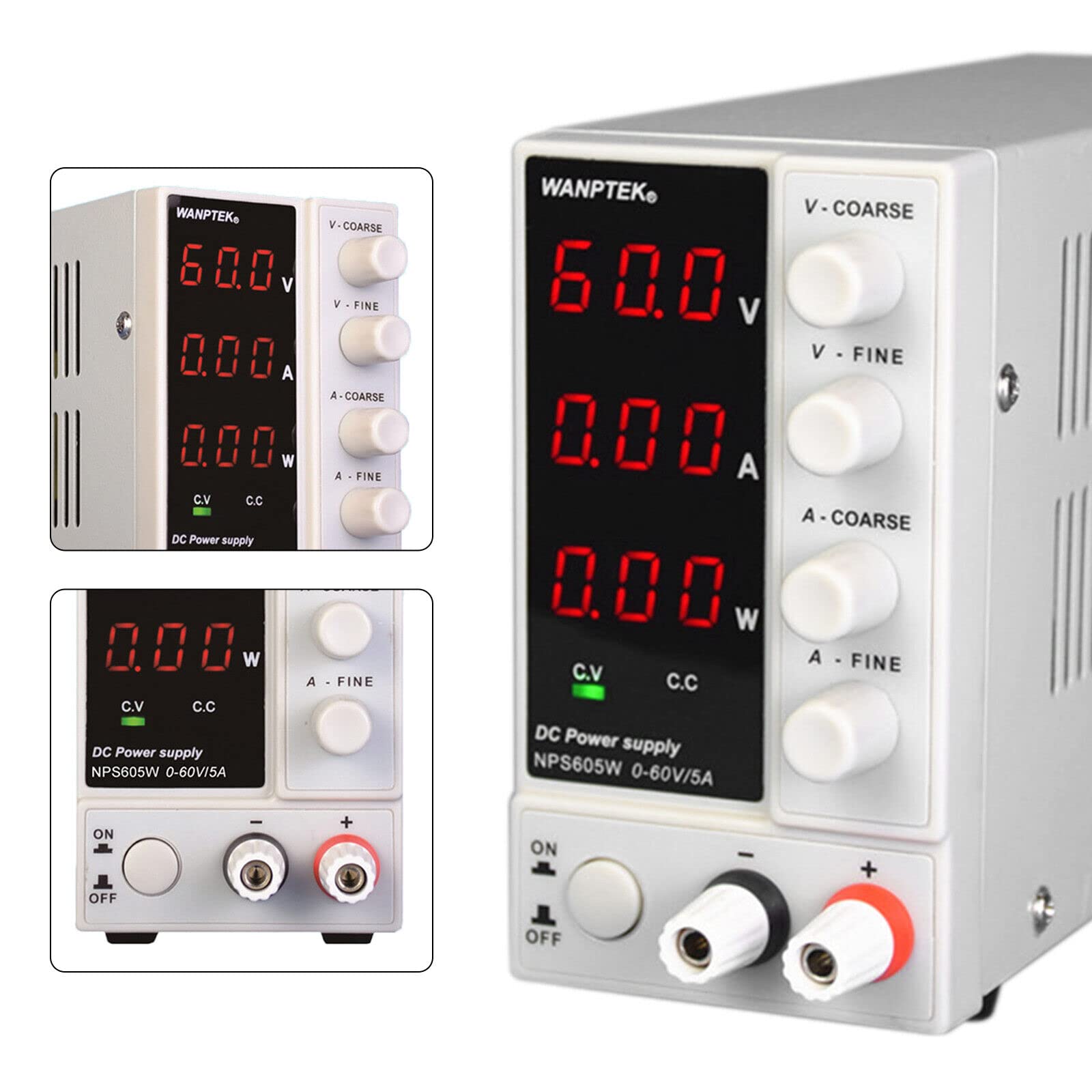 Labornetzteil (0-60V,0-5A), Verstellbares,DC Regelbar Netzgerät mit 4-stelliger LED-Anzeige, 300W-NPS605W