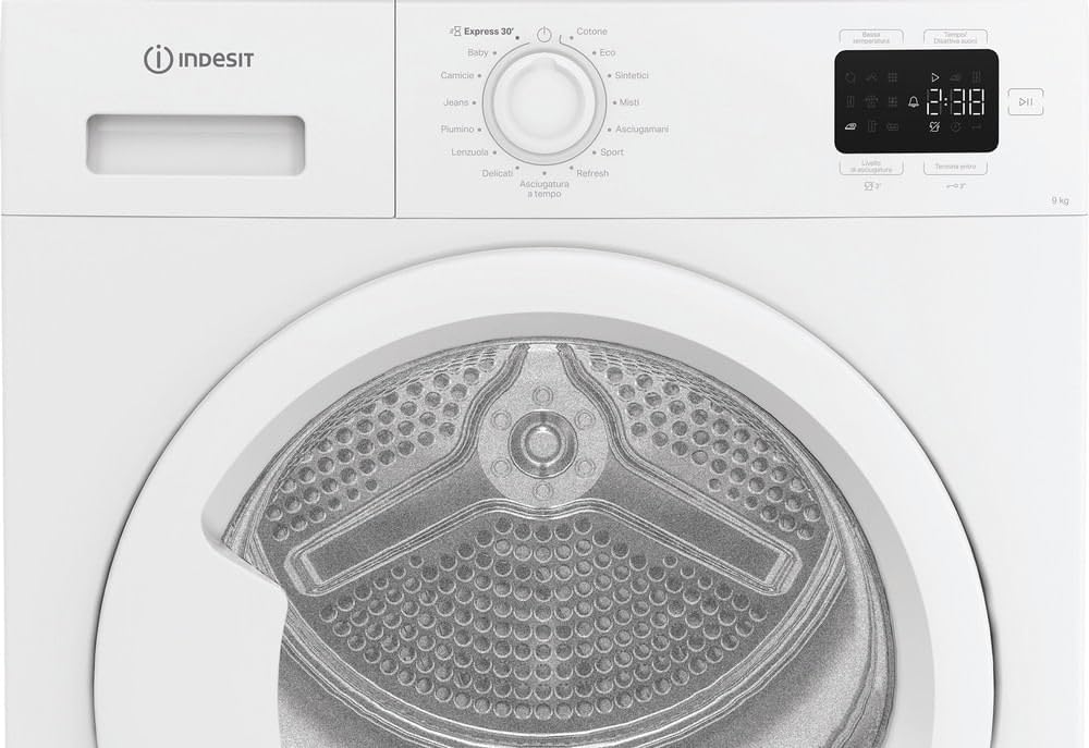 Indesit C YD 92D WW IT – Asciugatrice 9 Kg A Pompa di Calore, Libera Installazione, Classe E, Filtro 2 In 1, Ciclo Veloce, Cotone Eco, Refresh. 84,6 x 59,8 x 60,7 cm