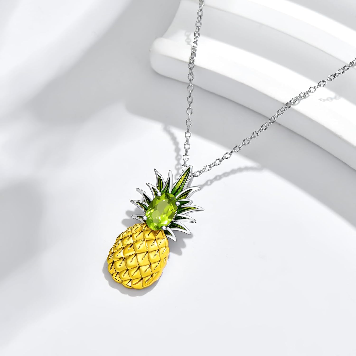 Pineapple Necklace 925 Sterling Silver August Peridot Gemstone Pineapple Pendant Jewelry Gifts for Women - Image 3
