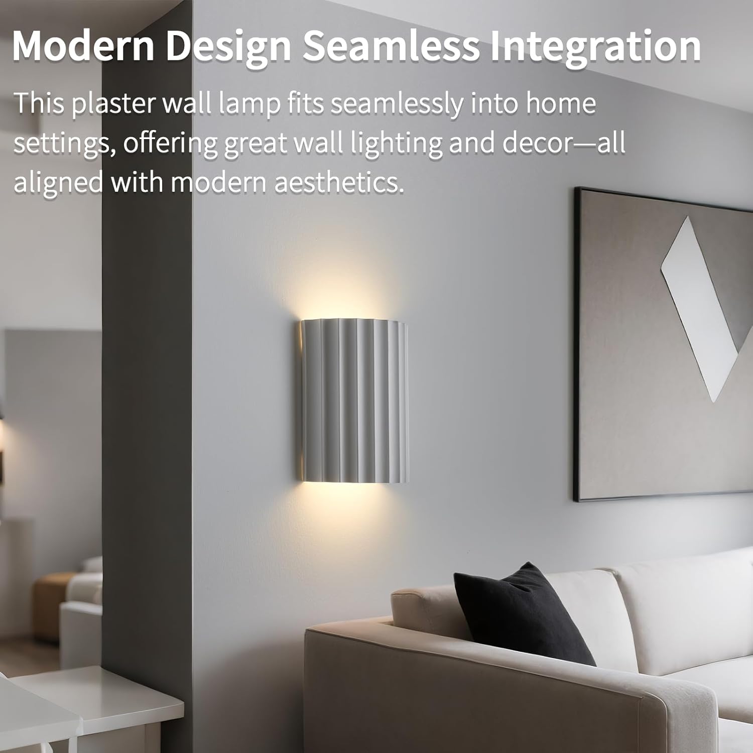 White Gypsum Modern LED Wall Sconces Wall Lighting Set of 2, Indoor Hardwired Walls Mount Light Fixtures Up Down Lamp for Hallway Bedroom Living Room Dining Room【Bulbs Included】