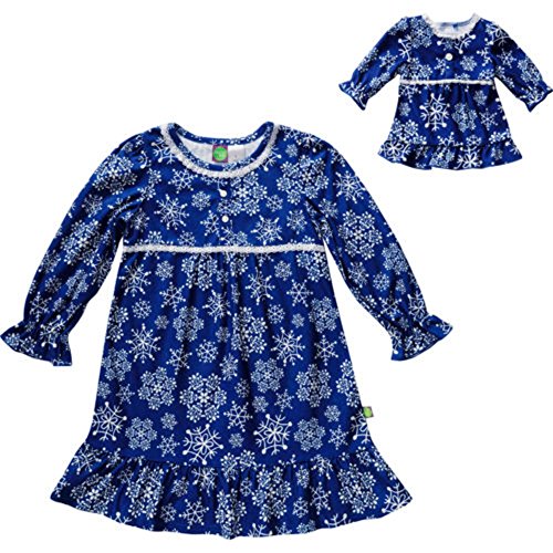 Dollie and Me Nightgown Sleepwear Set with Matching Outfit for 18 Inch Play Doll, 10, Blue Snowflake
