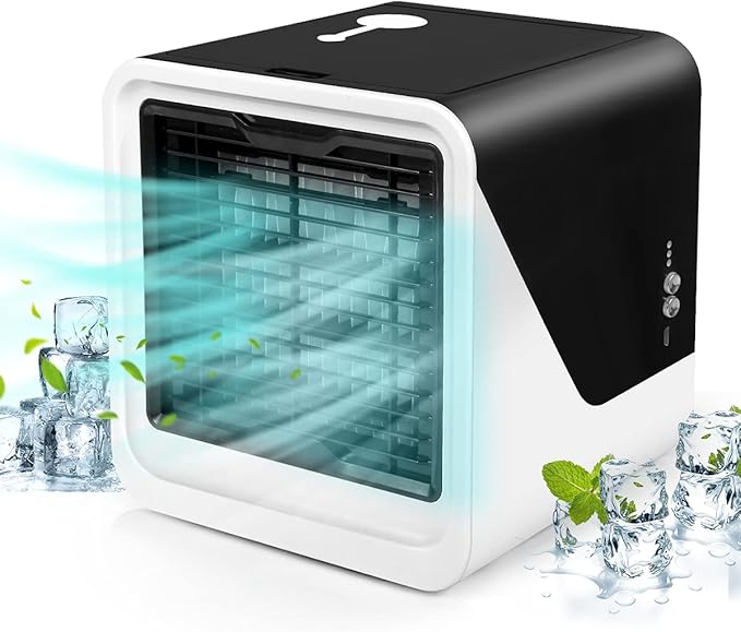 Amazon Com Personal Air Conditioner Portable Air Cooler Mini Air Cooler 4 In 1 Personal Evaporative Cooler Humidifier Purifier With 7 Colors Led Light 3 Speed Desktop Cooling Fan For Home Room Office