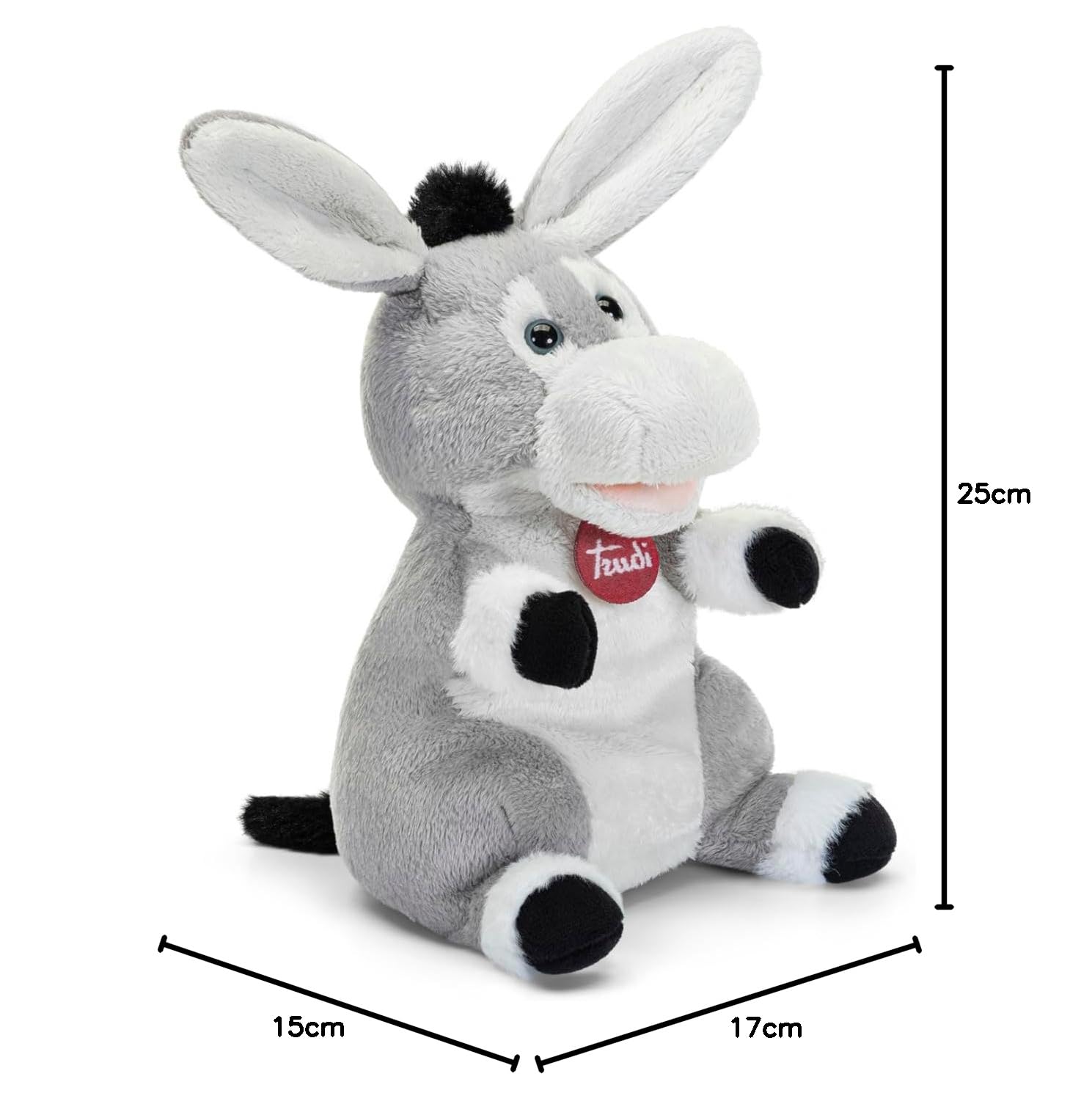 Trudi Marionetta Asino Marionetta peluche spettacolo burattini | 17x25x15cm taglia S | Puppets | modello 29228