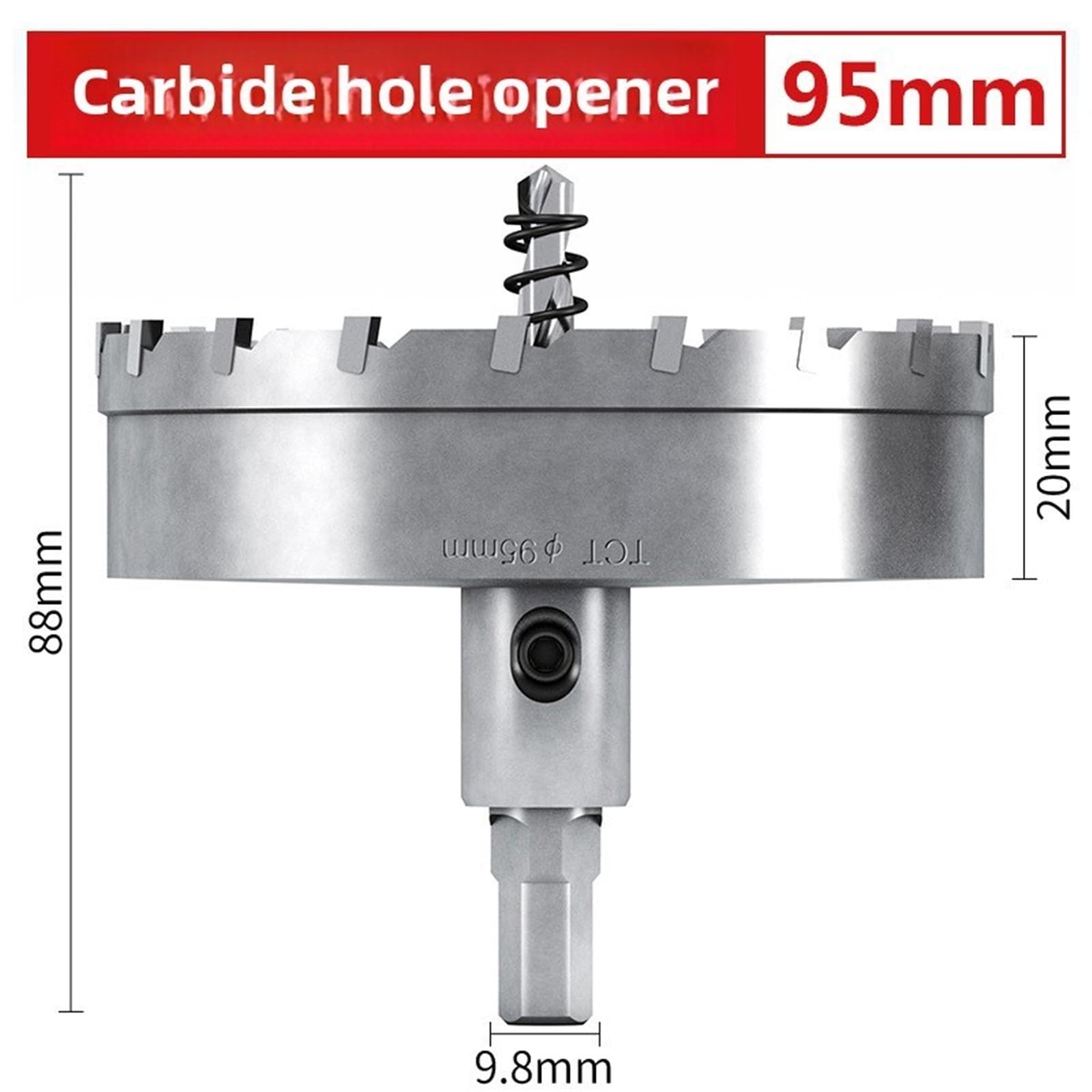 Sierra de corona aleación dura, sierra acero inoxidable, placa hierro, broca escariadora aluminio y metal(95mm)