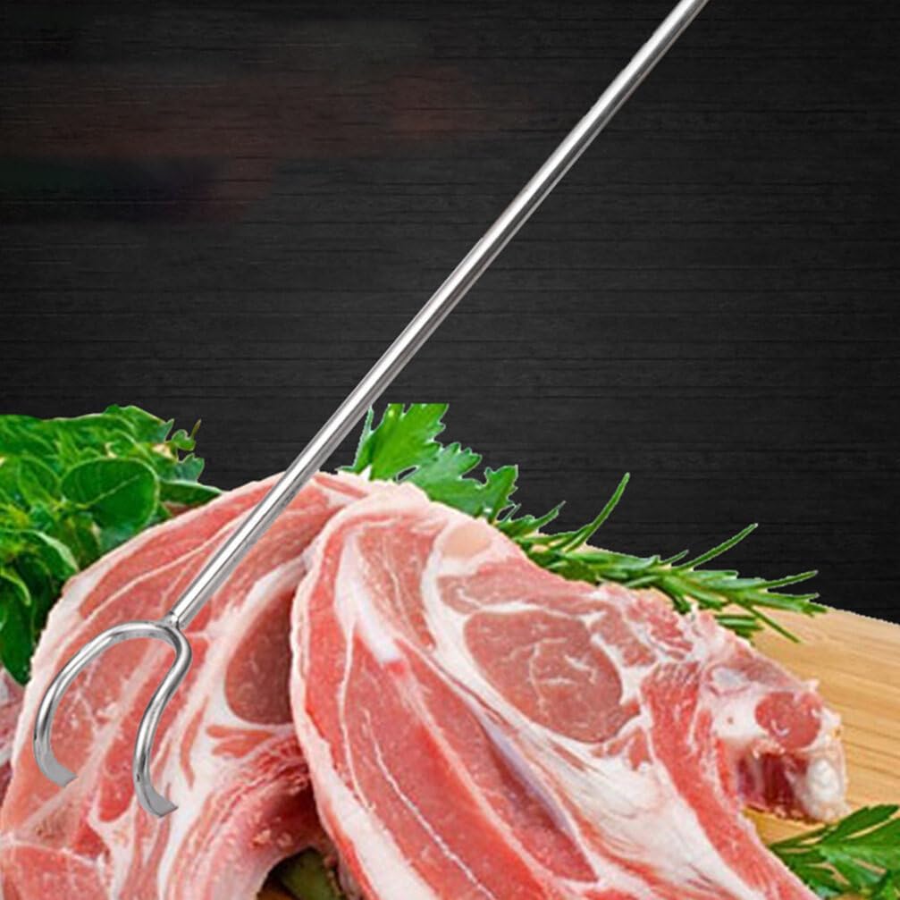 BESPORTBLE BBQ Skewers Grilling Pigtail Food Flipper Meat Hook Stainless Steel Food Turner Hook Cooking Barbecue Turners Hooks Grill Accessories for BBQ Grilling 50cm