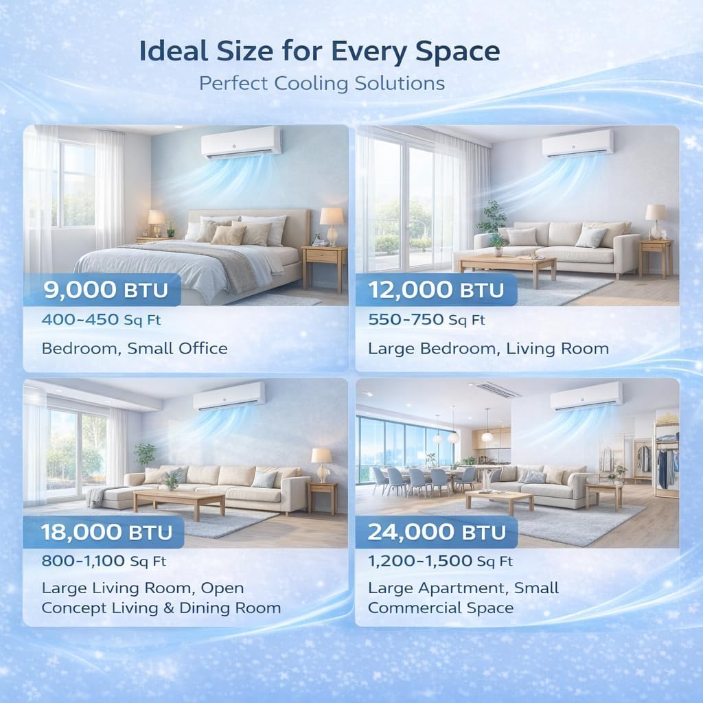 12,000 BTUMini Split Air Conditioners, AC/Heating System, 21 SEER2, Quiet Operation, 115V WIFI Enabled Energy Efficient Mini Split Unit, Heat Pump & Installation Kits for Rooms Up to 750 Sq.ft