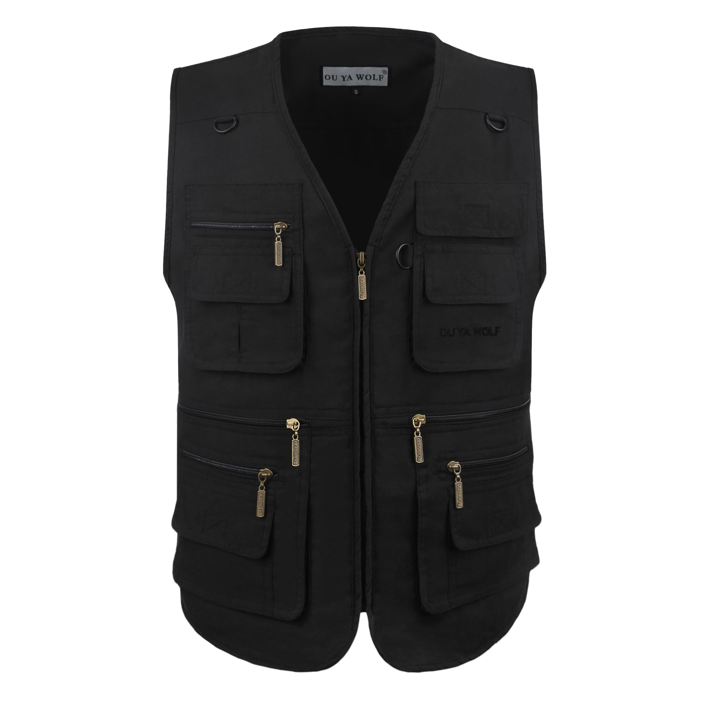 OU YA WOLF Men's Utility Work Hunting Travel Fishing Multi-Pockets Outdoor Vests