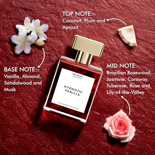 Image of Arabian Aroma Hypnotic Vanilla Perfume for Women| Coconut, Plum, Apricot, Jasmine & Sandalwood | Long Lasting Extrait de Parfum 50ml.