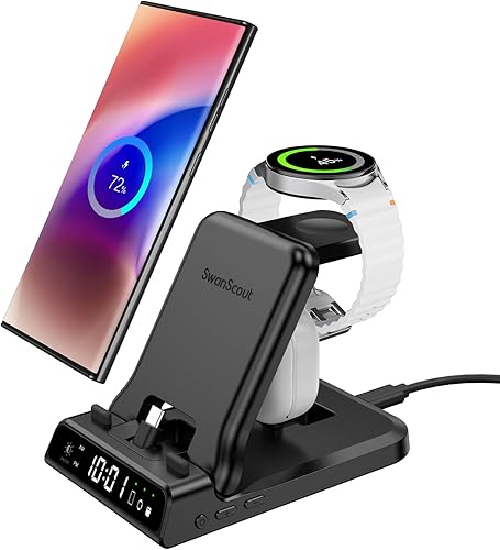 Estación de carga rápida USB C de 25 W para Samsung, SwanScout 701S, soporte de carga plegable 3 en 1 para Galaxy S25/S24/Z Flip 7/Fold