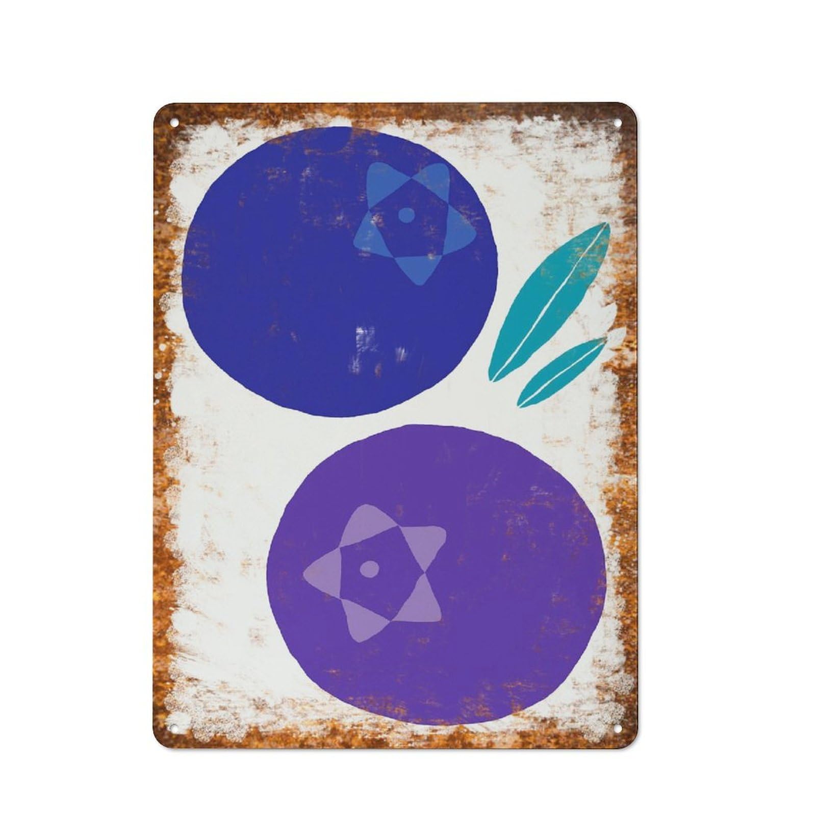 peiyeety Metal Tin Sign Abstract Blueberry Pattern Vintage Rustic Wall Art Kitchen Bathroom Bedroom Living Room Cafe Farmhouse Entryway Office Garage Home Bar Laundry Room Porch Patio 12x16 Inch