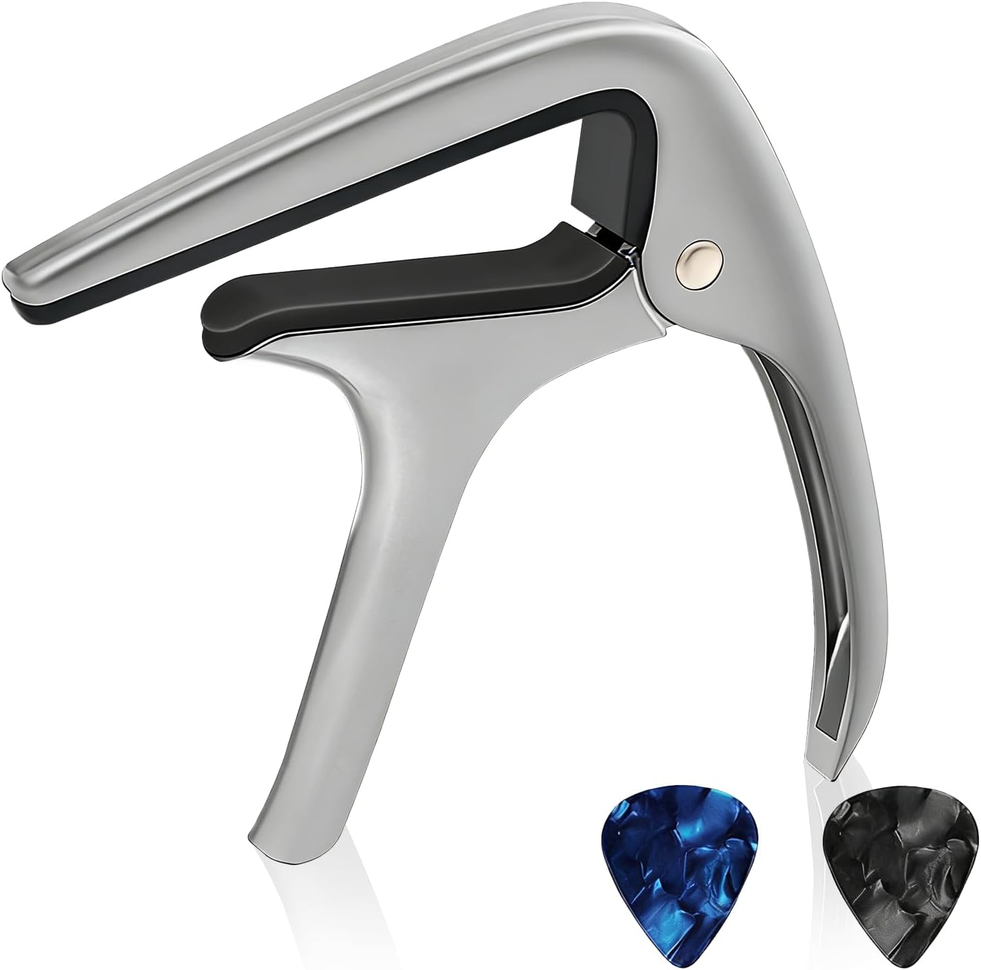 Guitar Capo, Black Capo, Pick Holder on Capo for Acoustic Electric Guitar,Ukulele,Mandolin,Banjo (Black, 1 Pack)