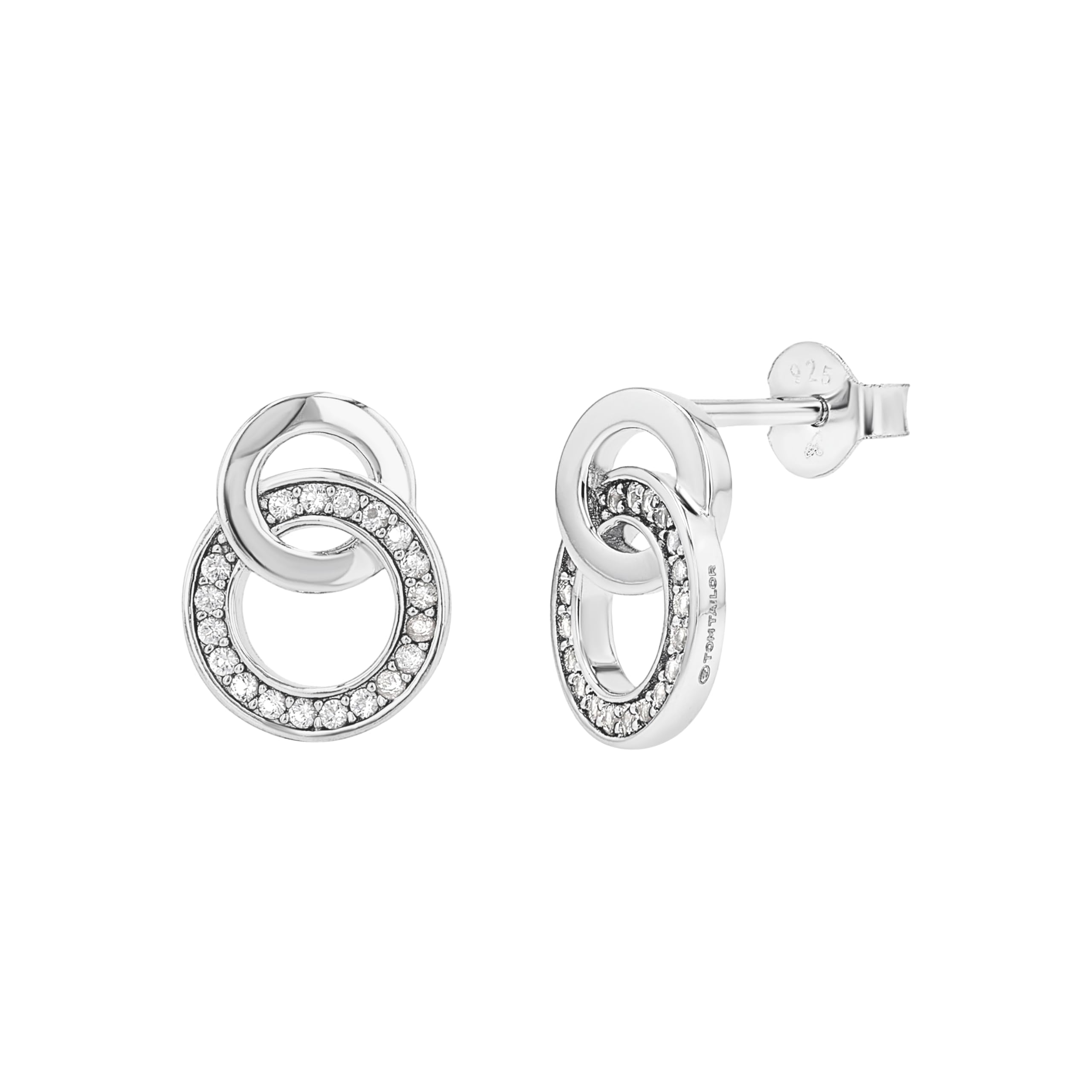 Tom Tailor Ohrstecker für Damen, Sterling Silber 925, mit Zirkonia, 13 mm, silber, Geschenkidee, Ohrschmuck, Damenschmuck, 2100574