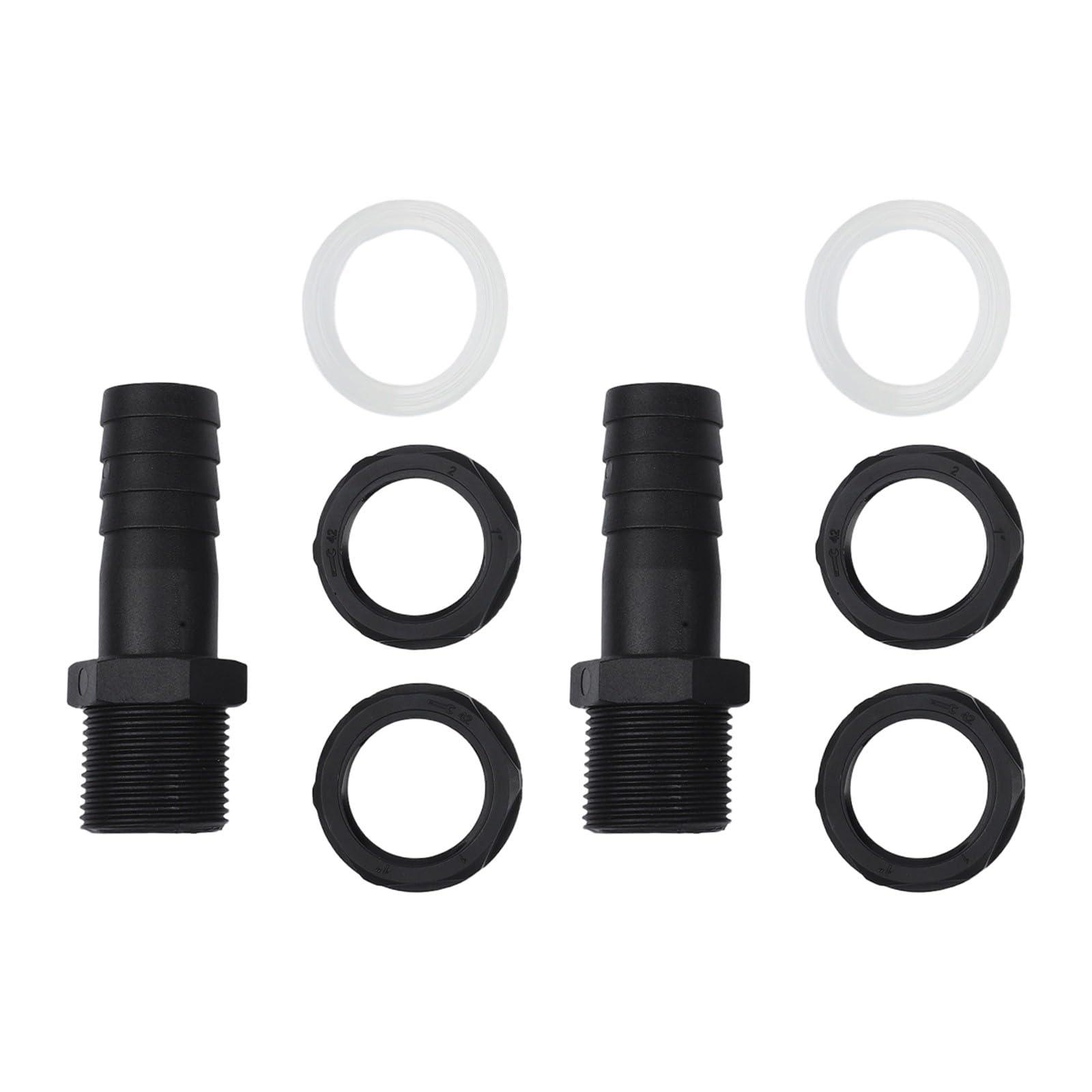 Violiica 2 Sets 25mm Hose Connectors for Rainwater Tanks, Plastic Link Kit with Sealing Rings and Washers, Easy Install Water Butt Accessories, Black