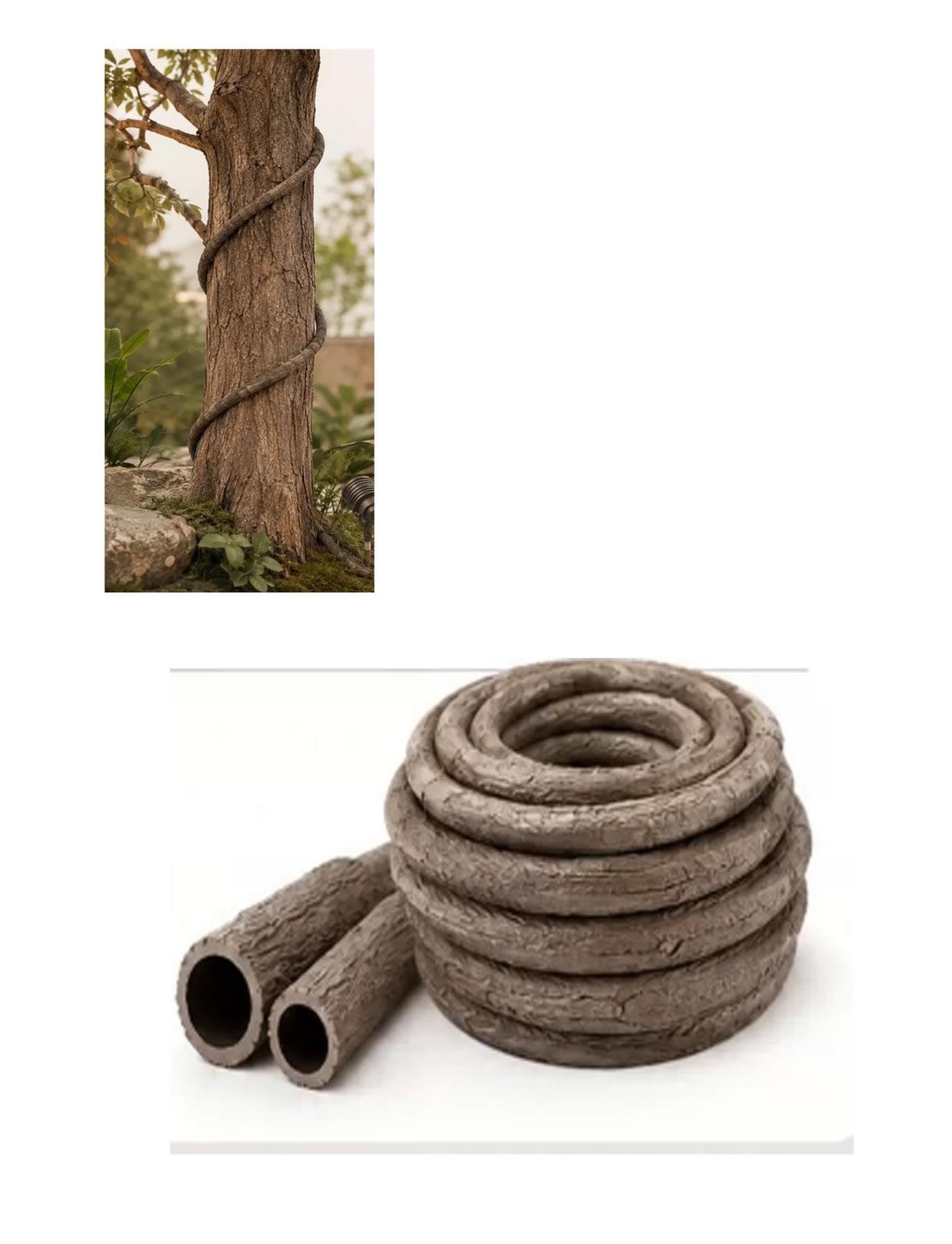 Guaina cava effetto liana per proteggere cavi esterni | Guaina flessibile effetto rattan per cavi e decorazione giardino(2.5cm x 50m/0.98in x 164.04ft)