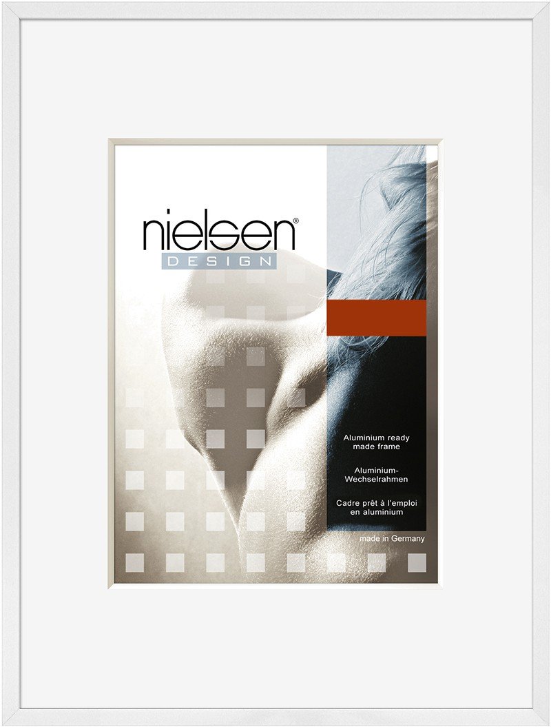 nielsen C2 Aluminium Picture Frame - Polished White 60x80cm - with Float Glass and Easy Push-Turn Clips