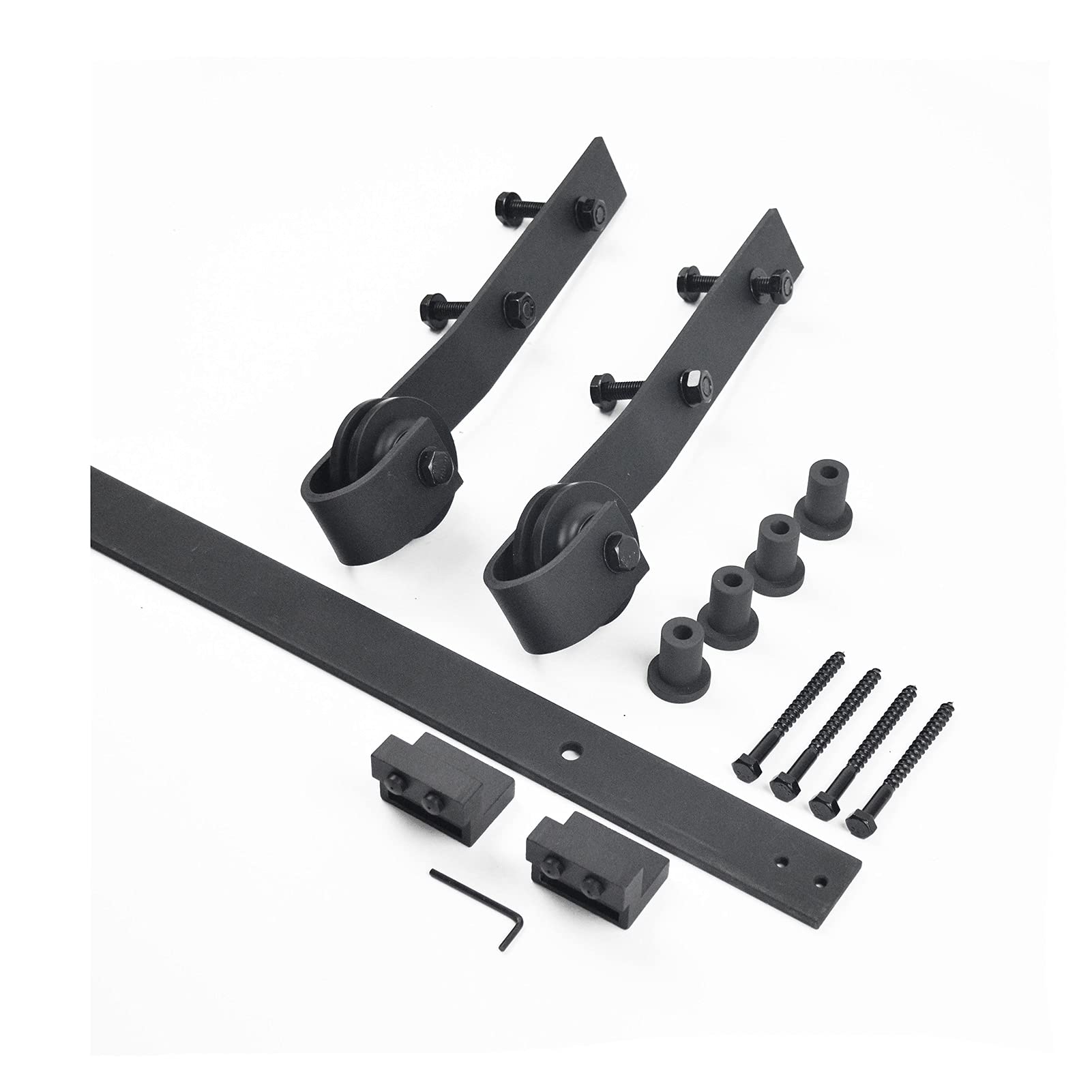 ZXFF 5FT-16FT Ladder Hardware Rolling Pulley Straight Ladder Track,Rustic Black Steel Sliding Library Office Ladder Hardware Track Set Kit (No Ladder) (Size : 150cm(5ft))