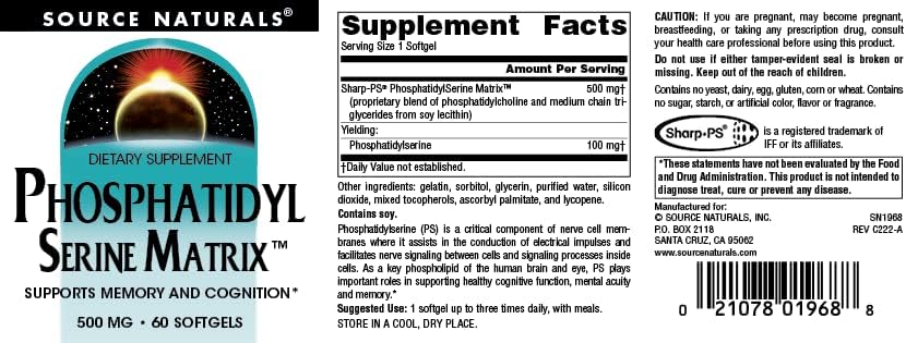 Source Naturals Phosphatidyl Serine Matrix 500mg - 60 Softgels - Image 5